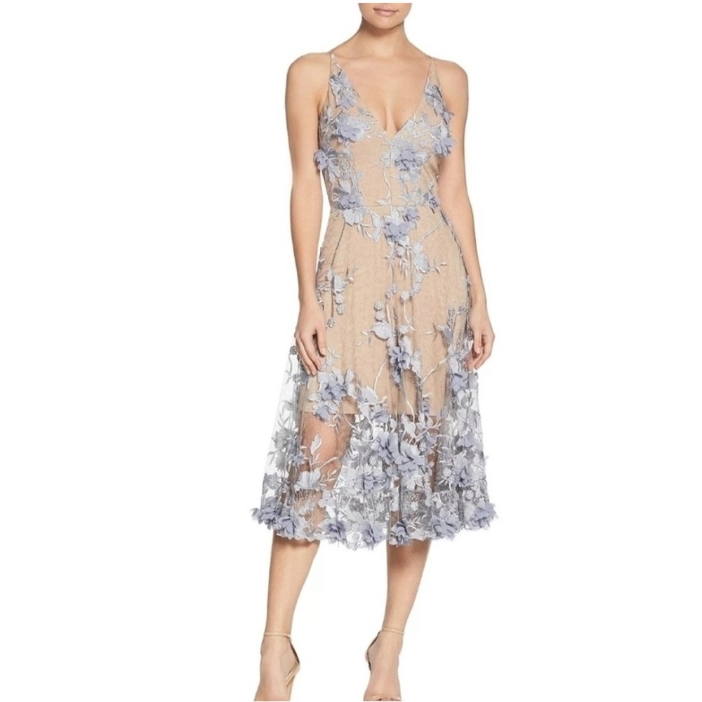 Dress the Population Audrey Floral Midi dress, size large 1336